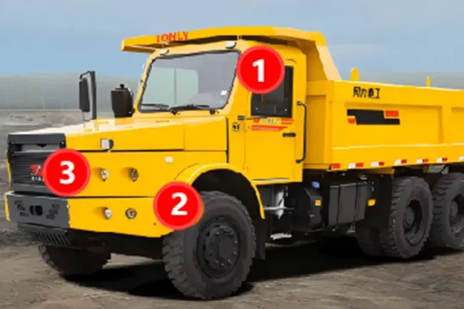 Tunnel dump truck cab